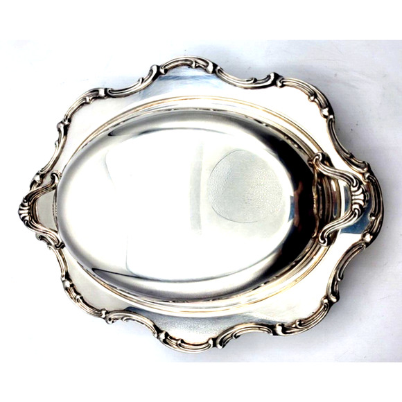 Vintage Silverplate Covered Bread Tray Serving Dish Scalloped Edge 12x10x4" YK - Picture 3 of 9